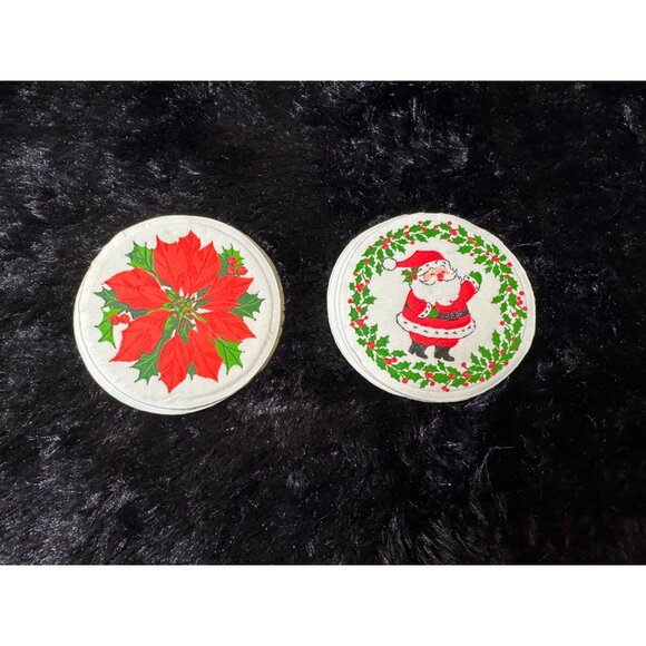 Vintage Hallmark Christmas Coasters With Poinsettia & Santa Designs Total of 12 - Picture 2 of 5